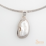 Biwa Pearl Pendant in Sterling Silver